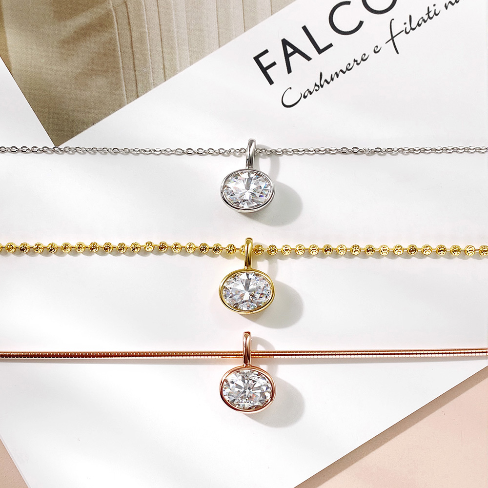 Colar de Moissanite com Corte  - Bezels Set Pendant avaliação e preço